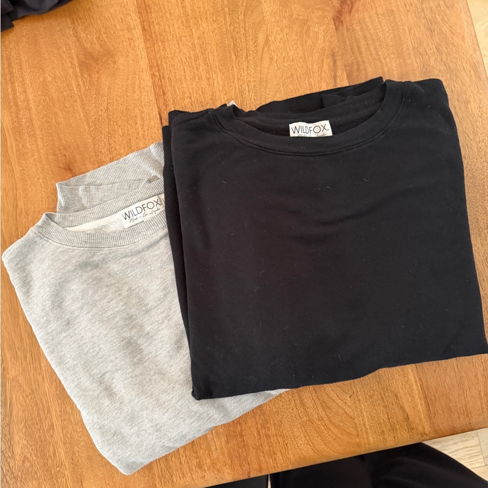 Wildfox Crewneck Sweatshirt in Black and Grey Bundle
